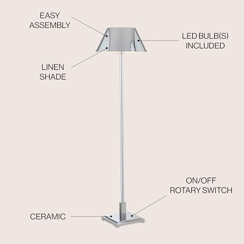 Roxy Floor Lamp Modern Metal 60" Standing Tall (Chrome)
