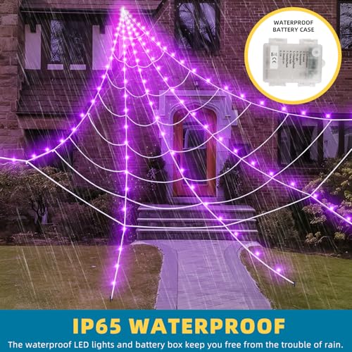 Halloween 200" Spider Web Light Decorations Outdoor