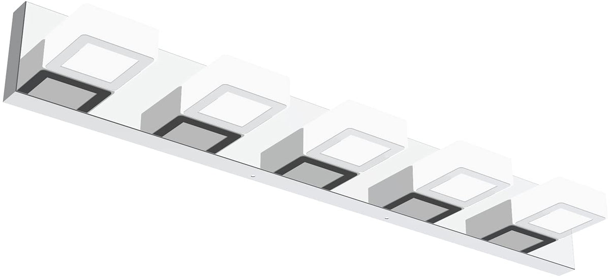 Chrome Bathroom Vanity Lighting Fixtures Acrylic Rotable 360° LED Modern Bathroom Vanity Light Over Mirror (Chrome-White light / 34 inch)