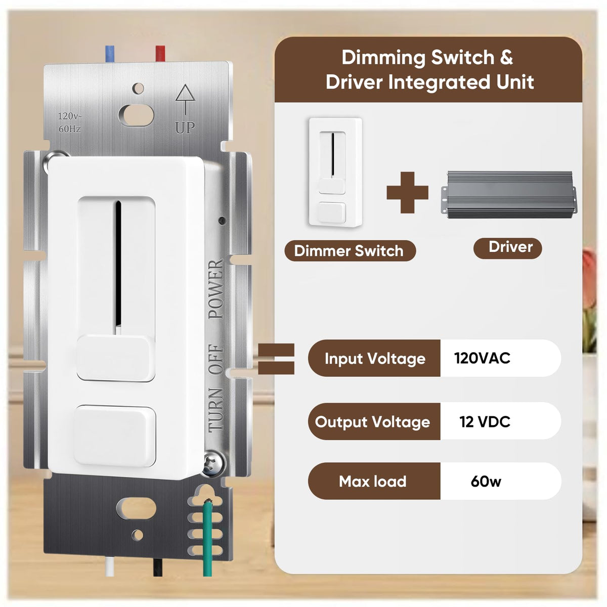 12V 60W Led Dimmer Driver Switch Integrated Unit