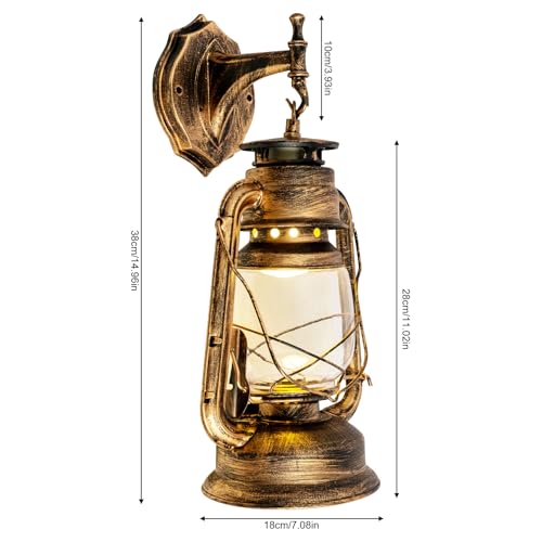 Industrial Rustic Wall Sconce Lantern Light (Brass / 2pcs)