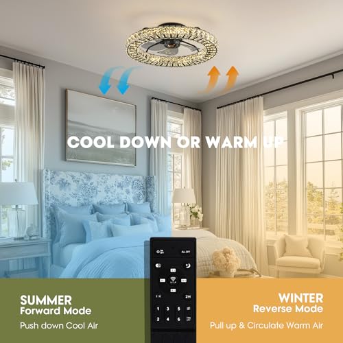 Flush Mount Ceiling Fan with Light (Black - 22 Inch)