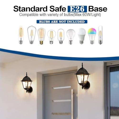 Outdoor Wall Sconce 2 Pack Black Outside Front Porch Light (Black / Standard Version)