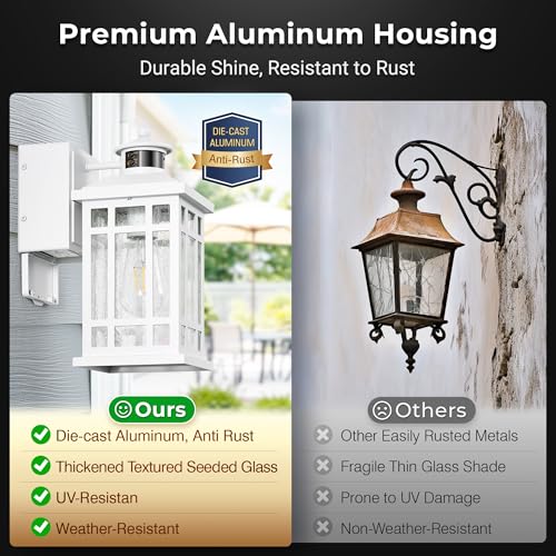 White Motion Sensor Outdoor Lights with GFCI Outlet (White / Motion Sensor 1-Pack)