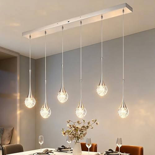 6 Light Rectangle Brushed Nickel Crystal Chandelier (Brushed Nickel / Rectangle Pendant 6-Light)