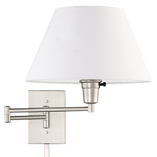 Cambridge 15" Modern Swing Arm Wall Sconce with 3 (Brushed Nickel,White Shade)