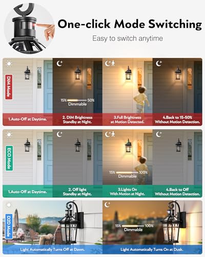 2 Packs Outdoor Lighting with Motion Sensor (Black / 2-Pack)