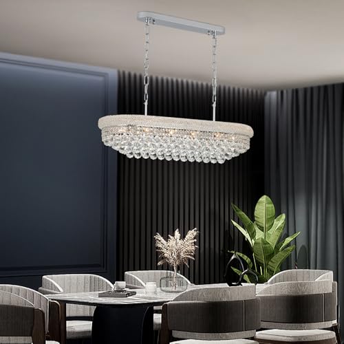 Chrome Crystal Chandeliers for Dining Room (Chrome / L35.4'' - 11Lights)