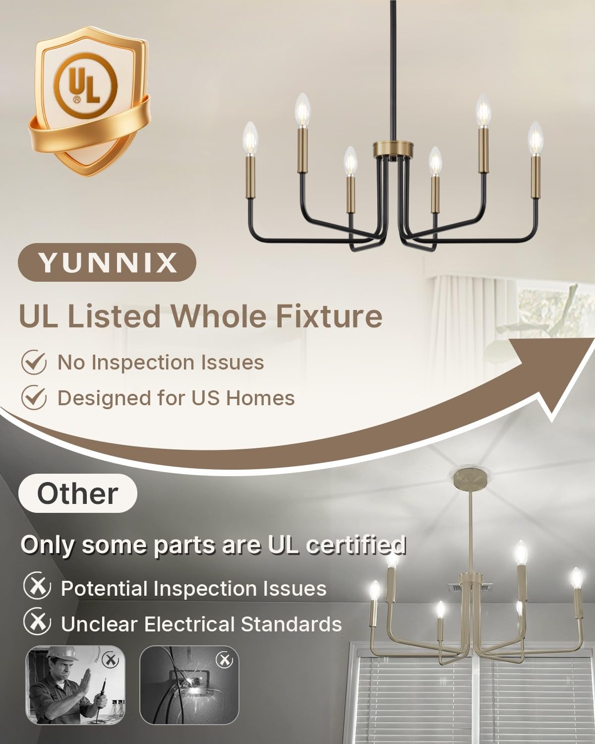 6 Light Black and Champagne Bronze Chandelier (Black and Champagne Bronze / 6-Light)