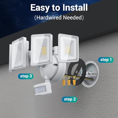 100W LED Security Lights Motion Sensor Outdoor D2D Floodlight Bright Remote (2-Pack)