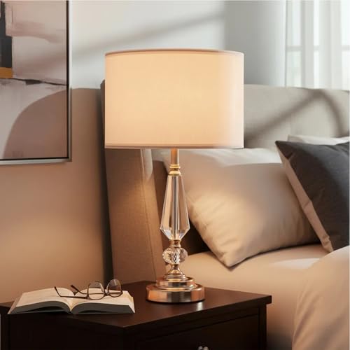 Crystal Table Lamp (Crystal pillar+White)