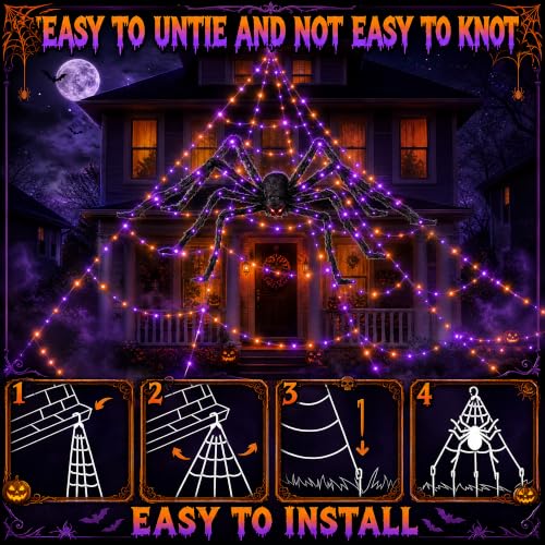 Halloween Decorations Outdoor Spider Web Lights