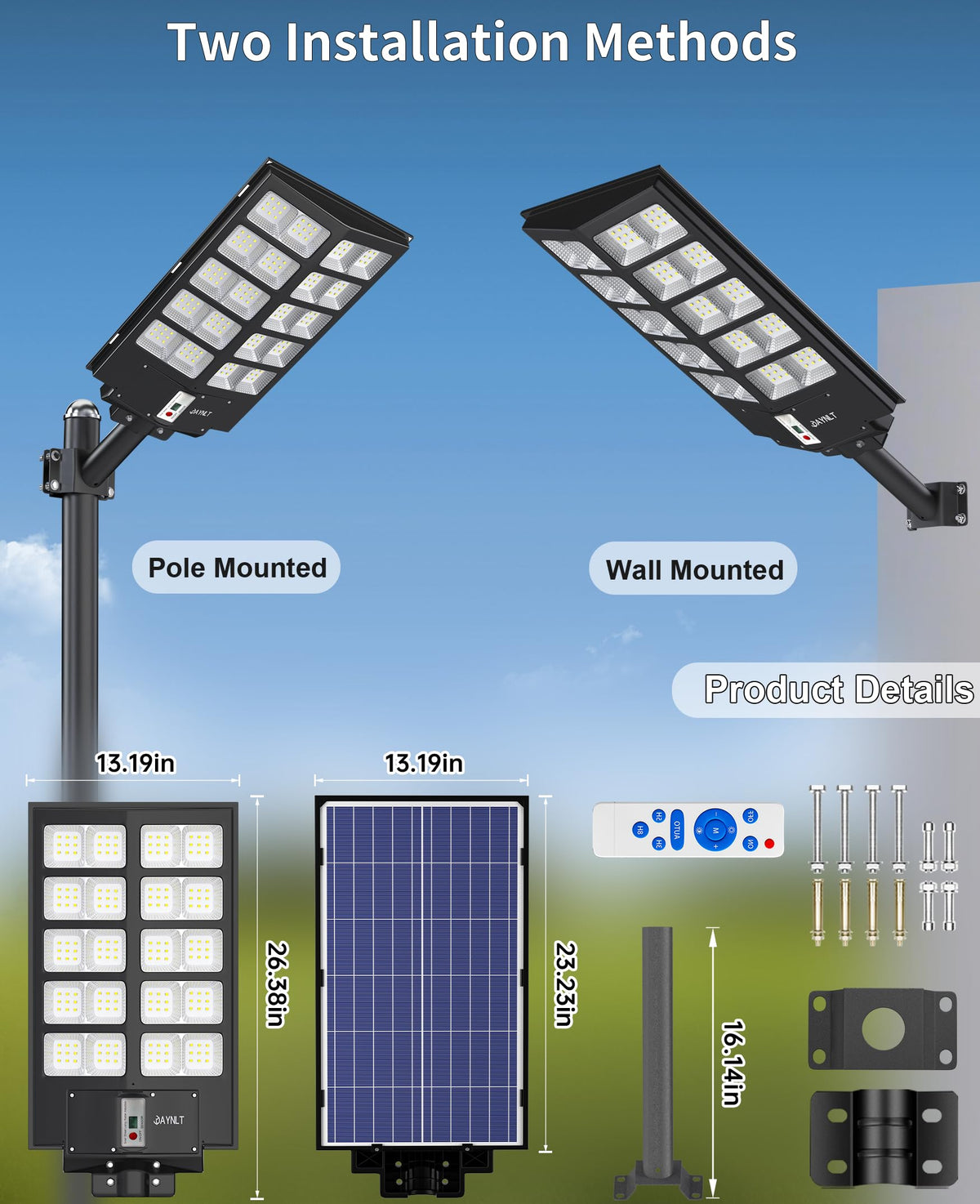 Y 10000W Solar Street Lights Outdoor (Black / L)