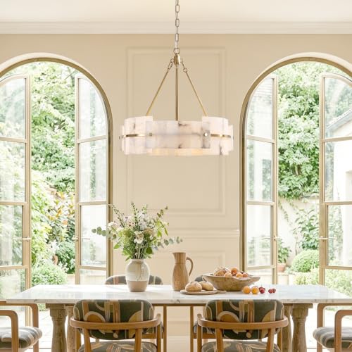 22” Alabaster Chandelier 4 (22"Brushed Gold)