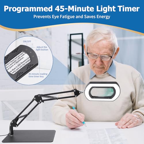 15X Rectangle Magnifying Glass with Light and Stand