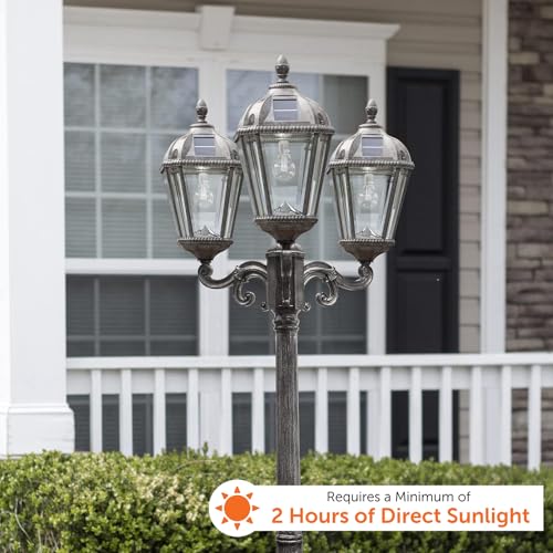Royal Bulb Solar Lamp Post Light Kit (Triple Lamp and Post / Weathered Bronze)