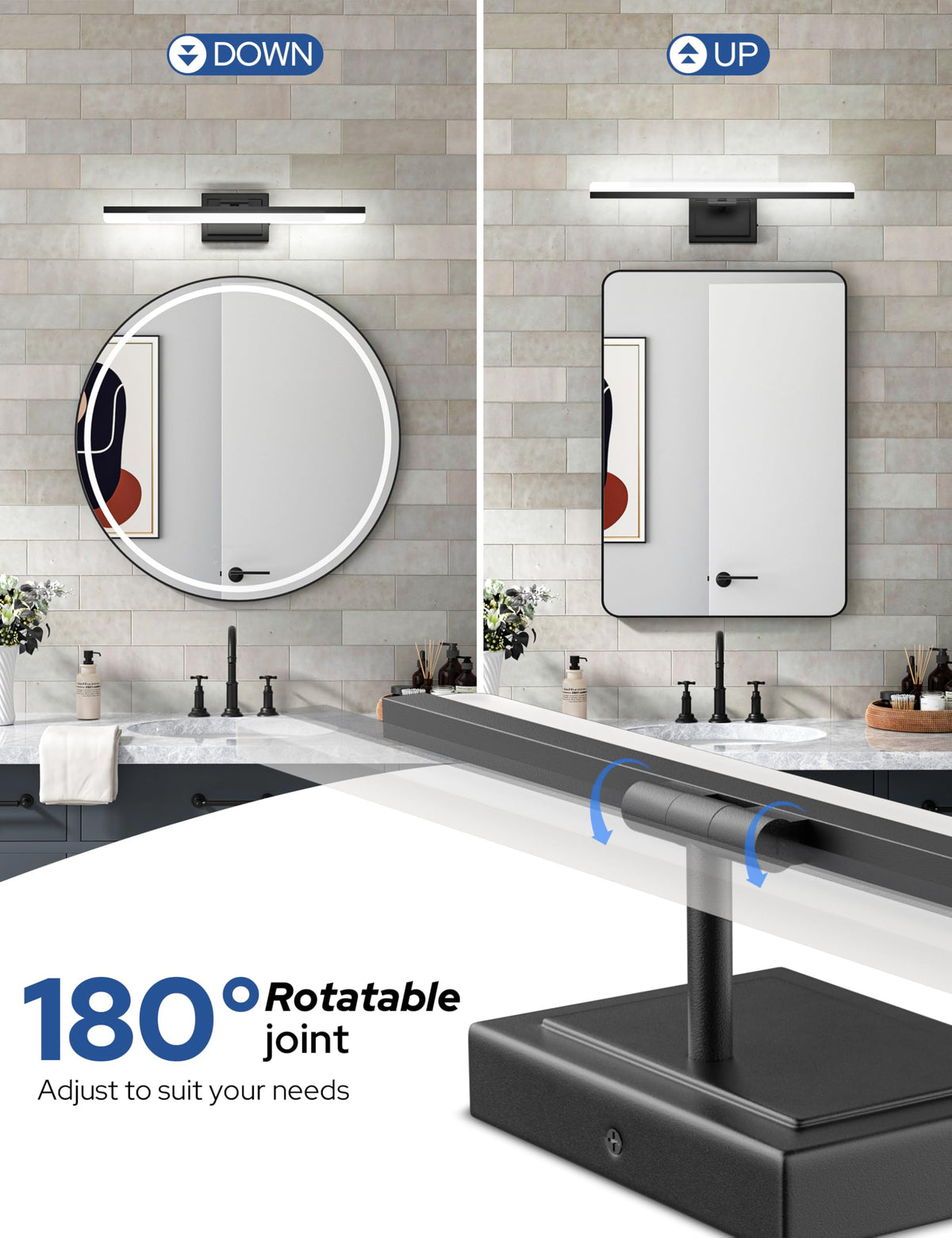 Modern Bathroom Vanity Light 24 inch (Black / 24 inch)