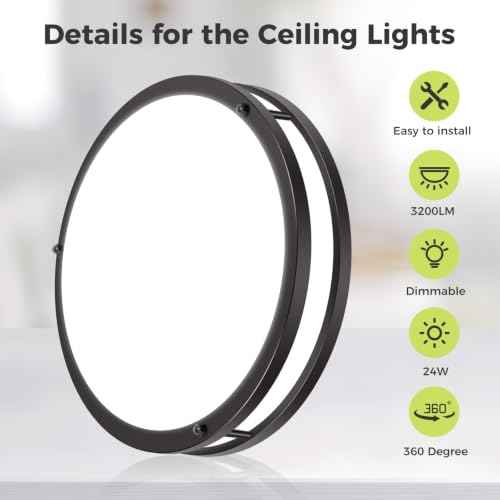 13inch Flush Mount Ceiling Light Fixture 2 Pack (Oil-Rubbed Bronze / 13inch-2Packs)