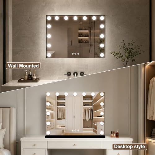 Vanity Mirror with Lights (Black / 23"L x 18"W)
