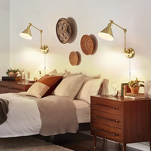 Wall Sconces Plug in (Gold / 2 Pack- (Switch))