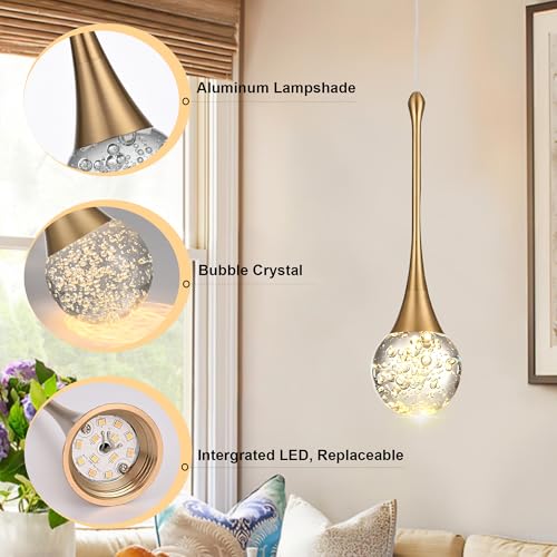 3 Pack Modern Crystal Chandelier (Gold / Pendant 3-Light)