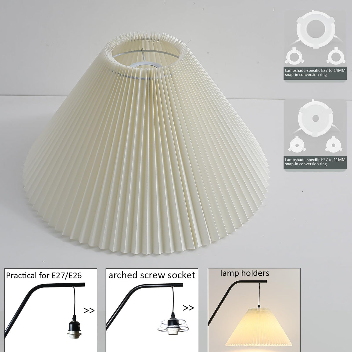 Pleated Lamp Shade for Arc (Cream / 16.5in-1 PCS)