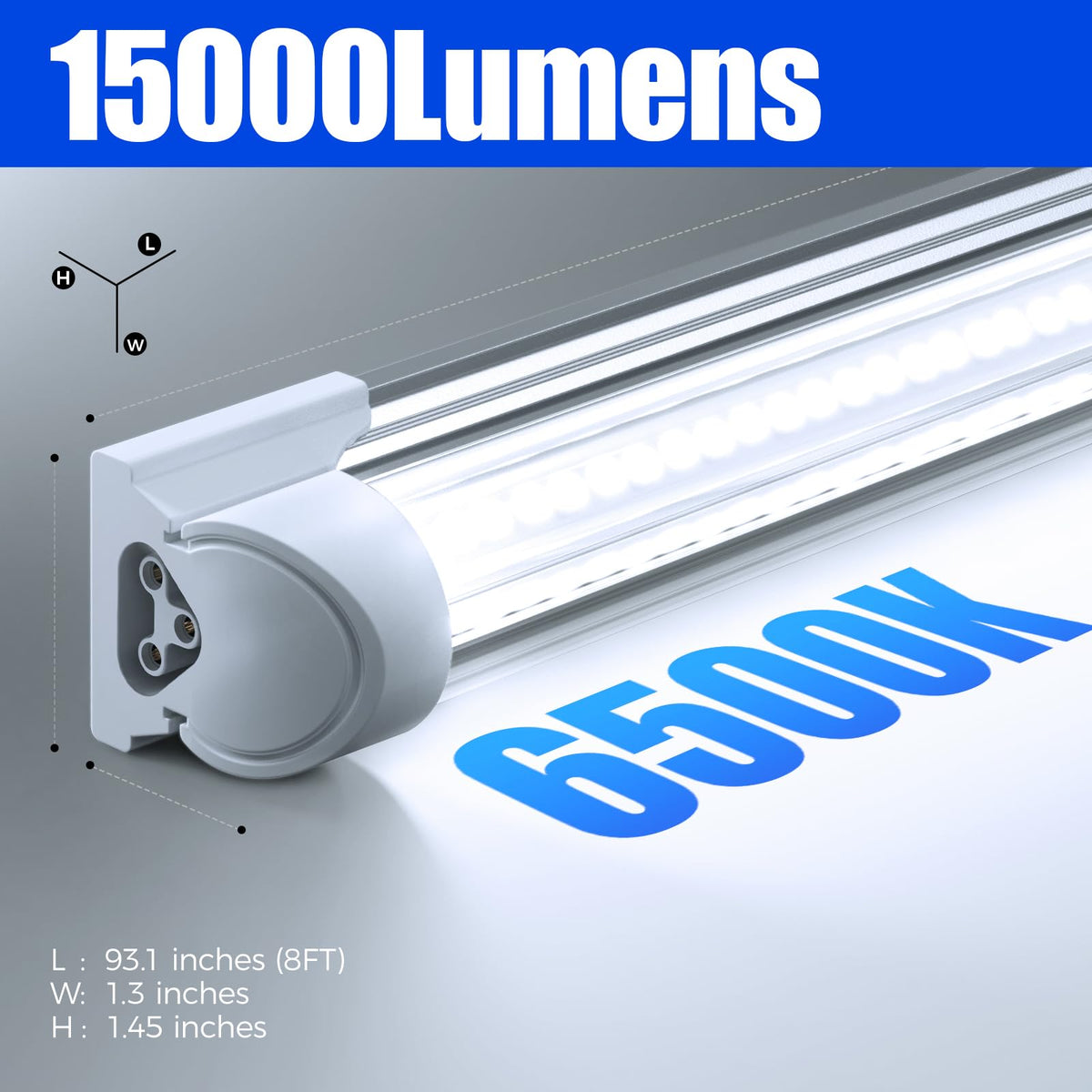 T8 LED Shop Lights 8FT (6500K / 8ft-4 Packs-100w)