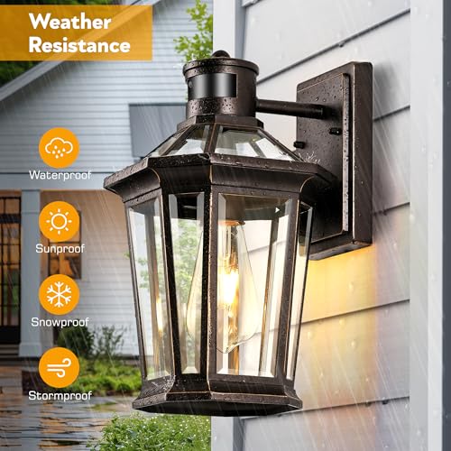 Outdoor Motion Sensor Porch Light (ORB(Gold Trim) / Standard 2-Pack)