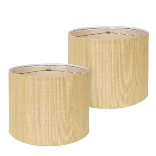 Bamboo Lamp Shades Set of 2 (Natural Bamboo - Drum)