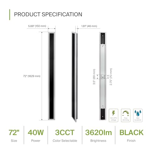 72" LED Linear Wall Sconce 2 Pack (Black)