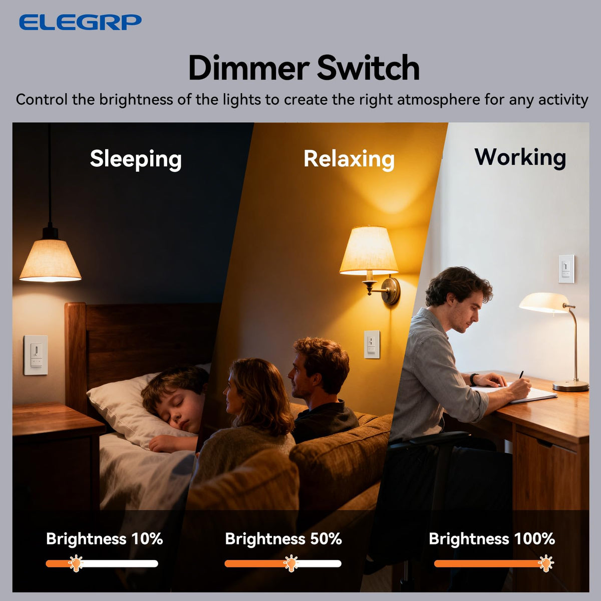 Slide Dimmer Light Switch (Single-Pole / 3-Way / White)