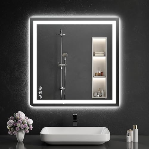 30"x30" LED Bathroom Mirror with Lights (31"L x 31"W)