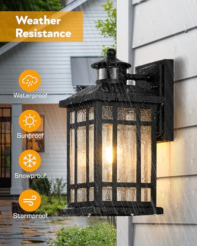 Motion Sensor Outdoor Light Adjustable Sensing Range (Black / Motion Sensor-2 Pack)