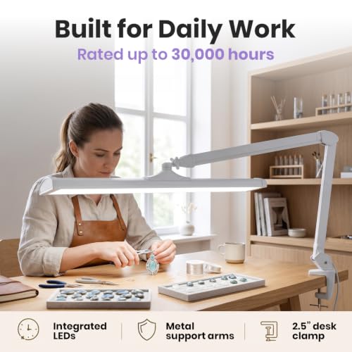 Pro LED Task Lamp with Clamp (White-8 / 31.8-Inch Wide Shade)