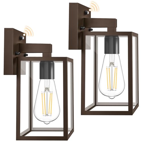 2 Pack Dusk to Dawn Outdoor Wall Light Fixtures (Dark Chocolate)