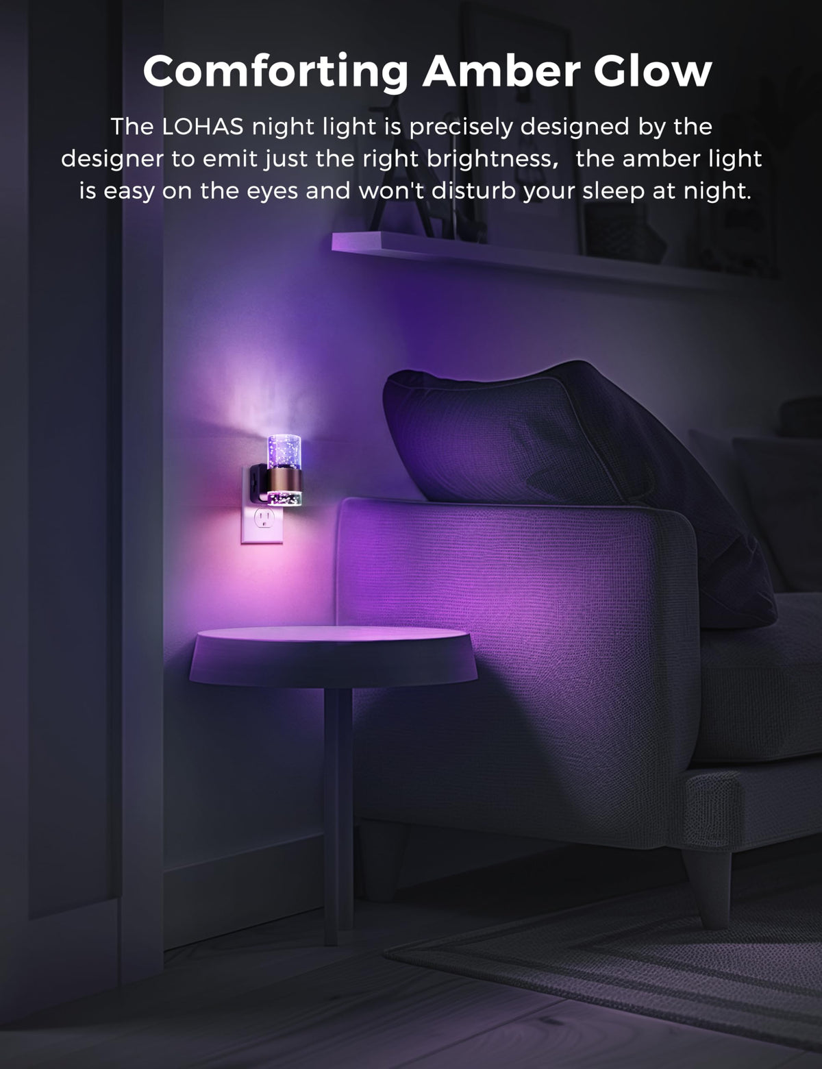 Night Lights Plug into wall (Gold Ring-RGB / 2 Pack)