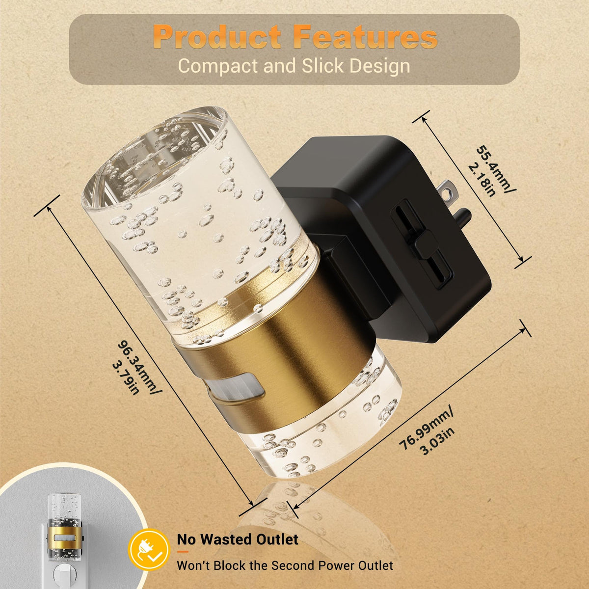 Motion Sensor Night Light (Gold)
