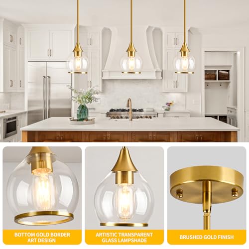 1 Piece Gold Island Light for Kitchen (Gold / 1-Light Pole Style)