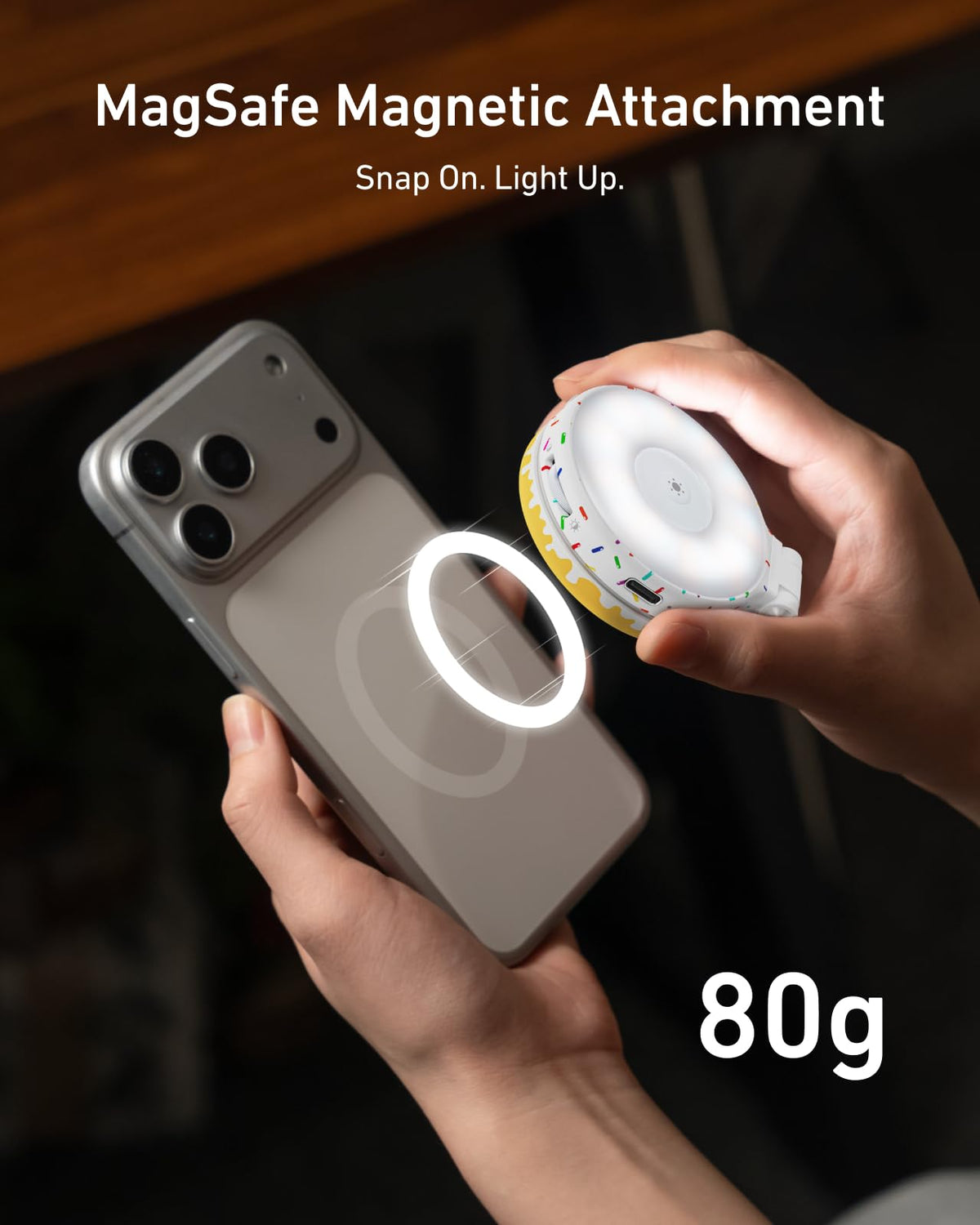 Magnetic Selfie Light for iPhone Magsafe and Android (RGB Selfie Light (Yellow-white))