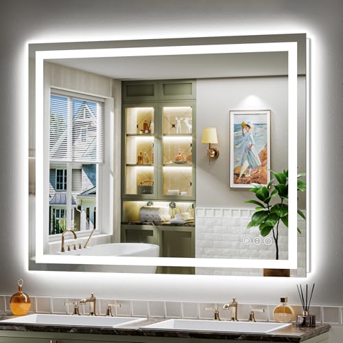 48x38 Inch LED Bathroom Mirror with Lights (Backlit+front Lit / 48"L x 38"W)