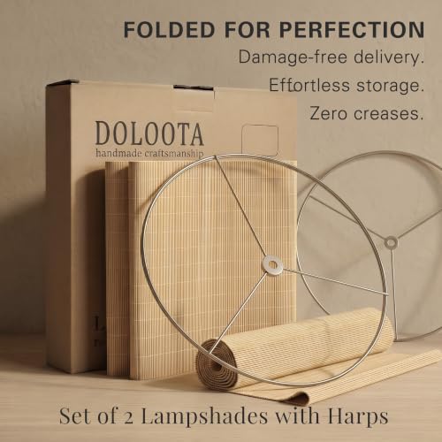 Natural Bamboo Lamp Shades Set of 2 (Natural Bamboo - Drum)
