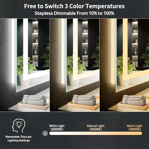 36"x36" LED Bathroom Mirror with Lights (Frontlit & Backlit / 36"L x 36"W)