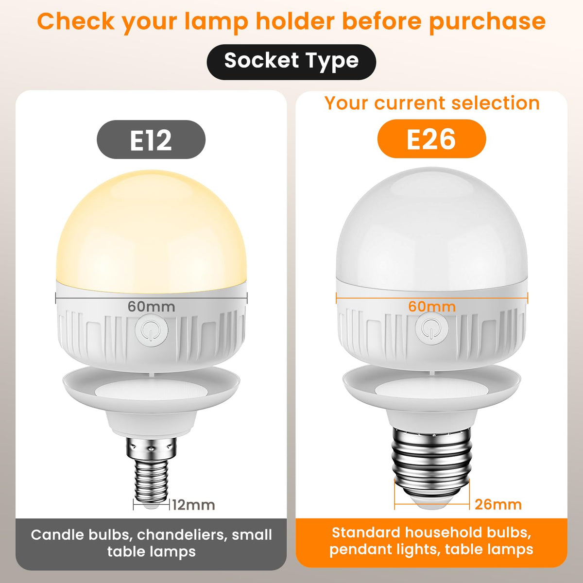 1PC Rechargeable Light Bulbs with Remote Control Timer and 3 Color Temperature Rechargeable Battery Operated Light Bulb