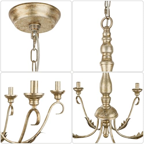 23.62'' Antique Silver Chandelier (6 Lights Vintage Silver)