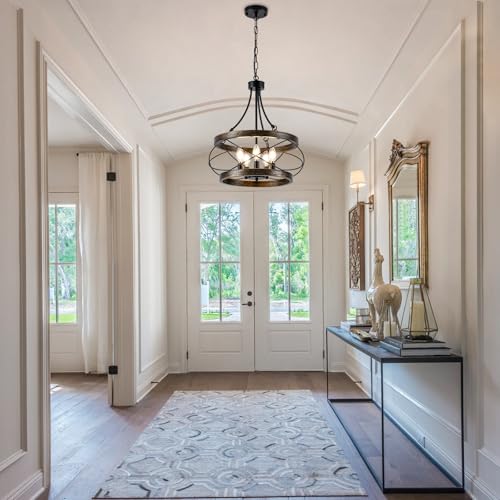 5 Light Farmhouse Chandelier (Bronze / 17.72"【E12】)