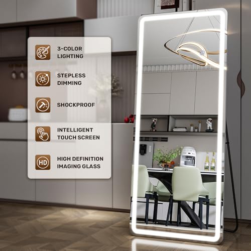 26x68 inch Full Length Mirror with Lights (68"L x 26"W)