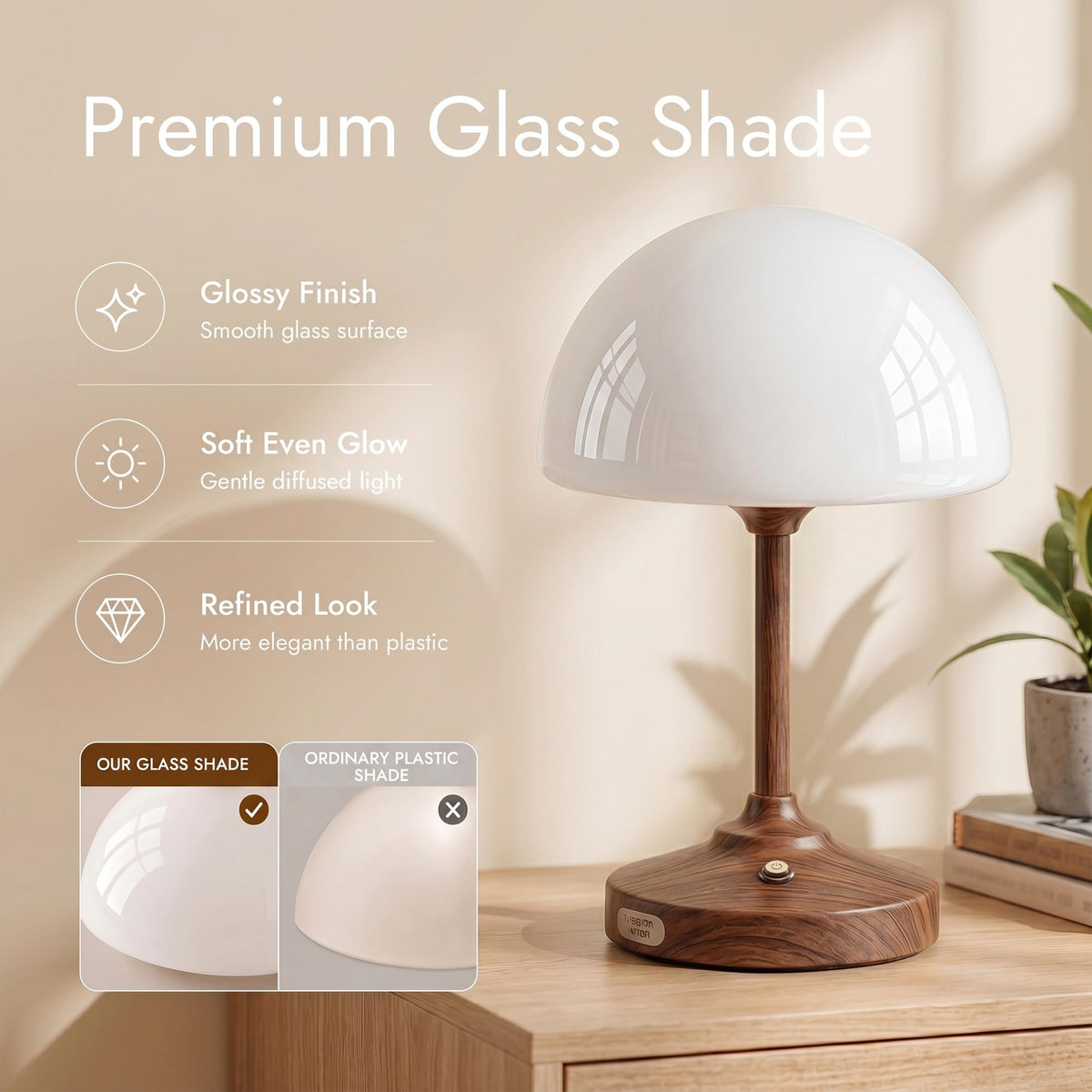 Table Lamp Cordless Lamp (walnut grain)