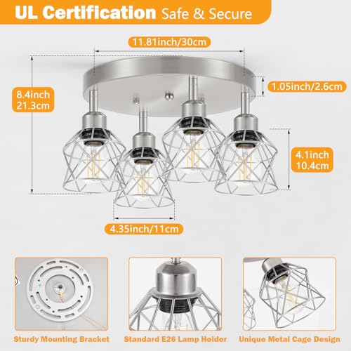 4 Light Brushed Nickel Kitchen Light Fixtures (Silver / 4-Light)