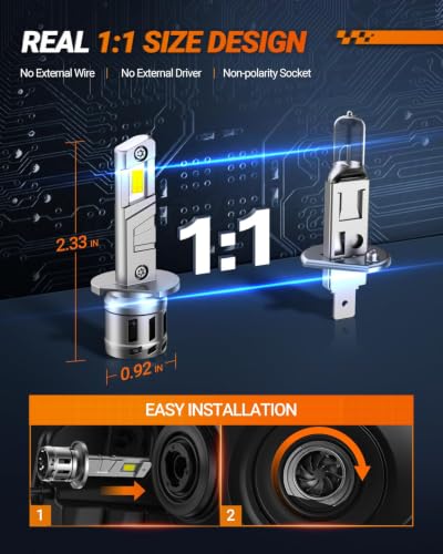 H1 LED Bulbs 50000LM 6500K H1 Fog Bulbs with Cooling Fan (H1)