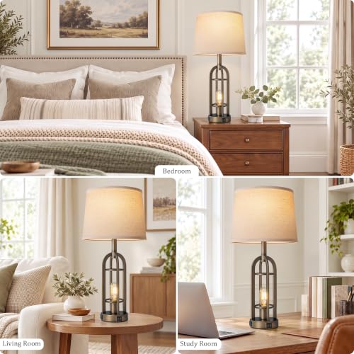 24" Farmhouse Table Lamps for Living Room Bedroom Set of 2 (9.Button Switch - Antique Bronze)